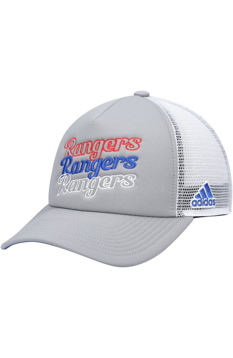 adidas Women's adidas Gray/White New York Rangers Foam Trucker Snapback Hat, Main, color, 