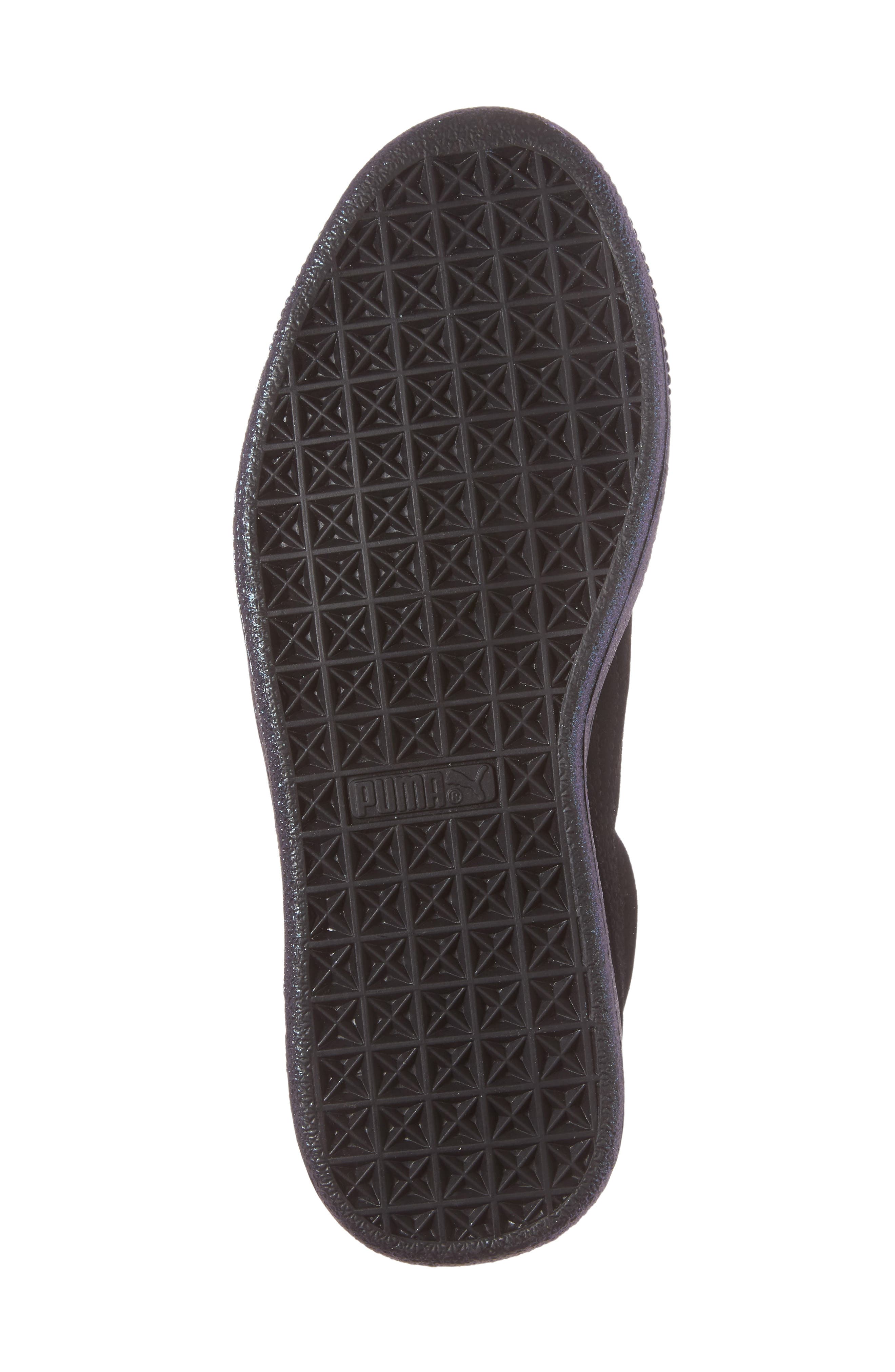 Suede - Heart Sneaker, Alternate, color, BLACK/ BLACK