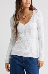 BP. Cable Stitch V-Neck Sweater
