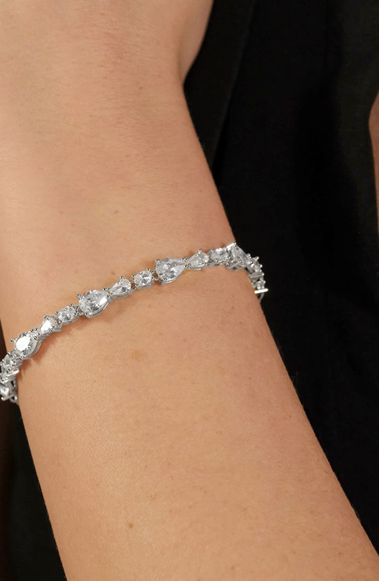 Sterling Forever Wyatt Cubic Zirconia Tennis Bracelet, Alternate, color, Silver