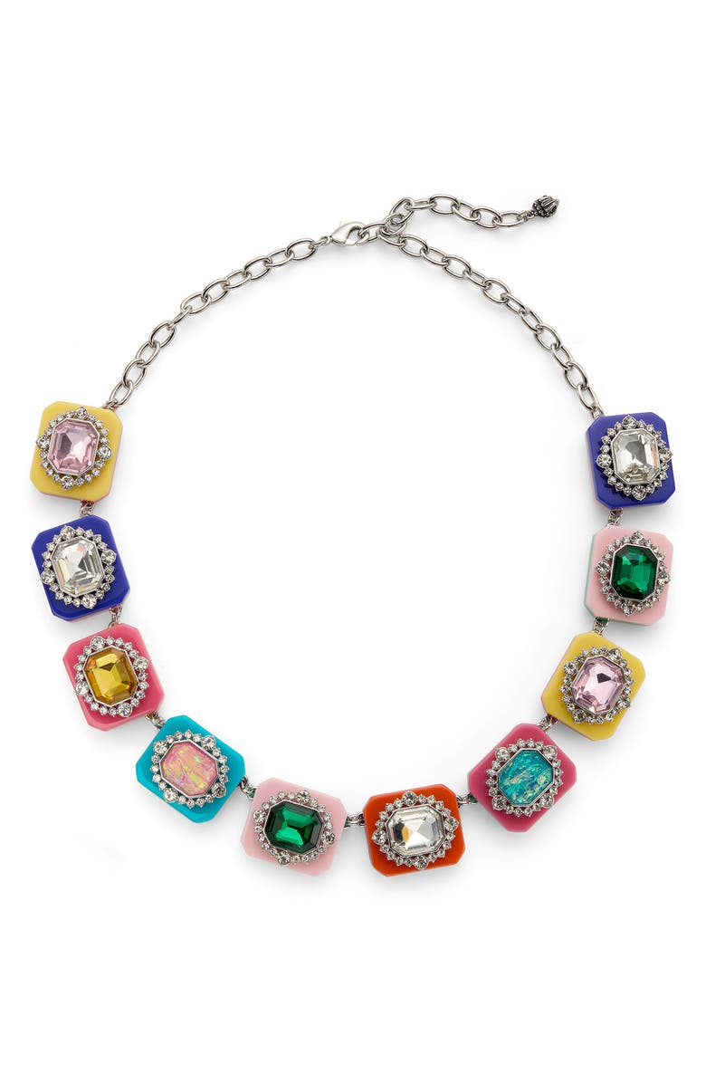 Kurt Geiger London Crystal Resin Square Collar Necklace, Main, color,