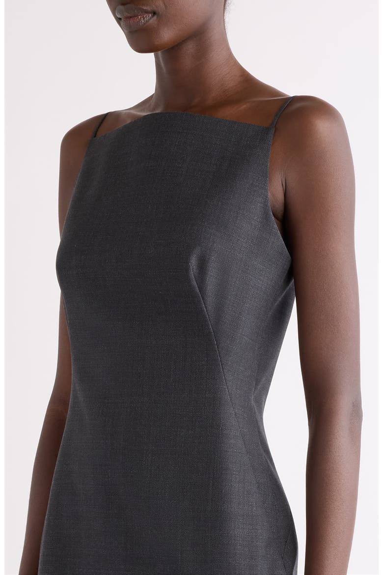 Sliced Kickback Wool Grain de Poudre Sheath Dress, Alternate, color, GREY MIX