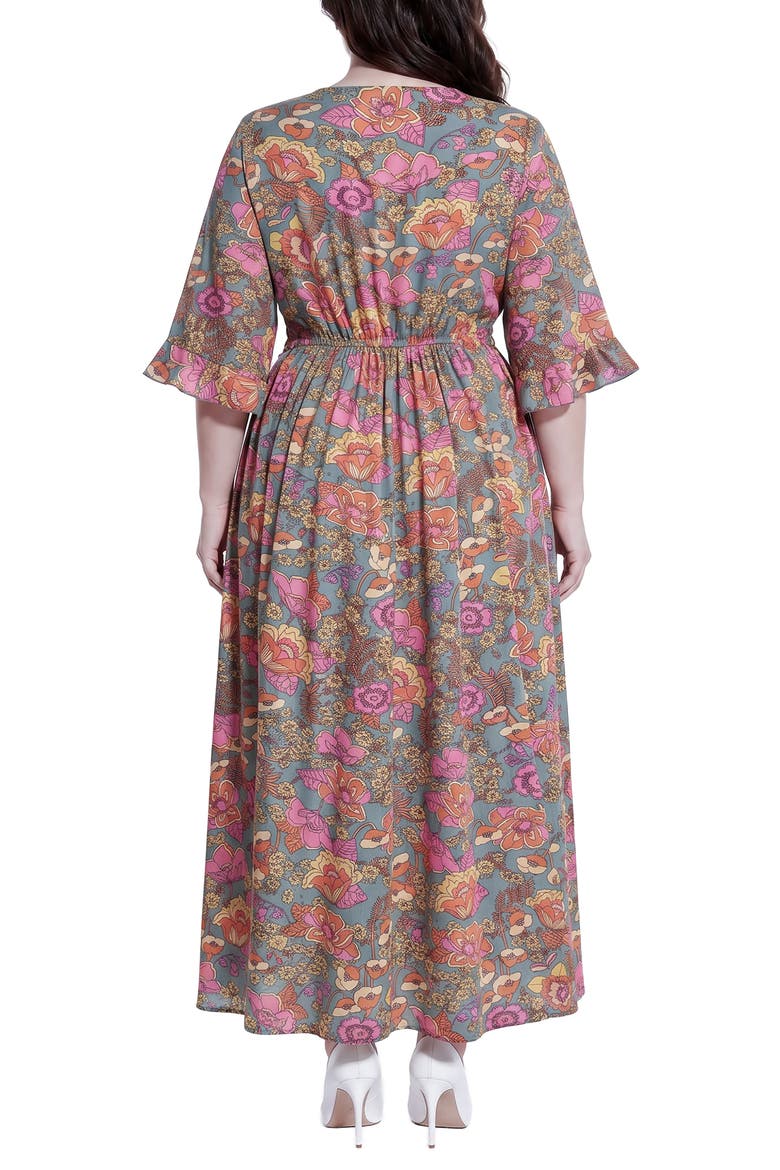 Lace Detail Maxi Dress, Alternate, color, PINK FLORA