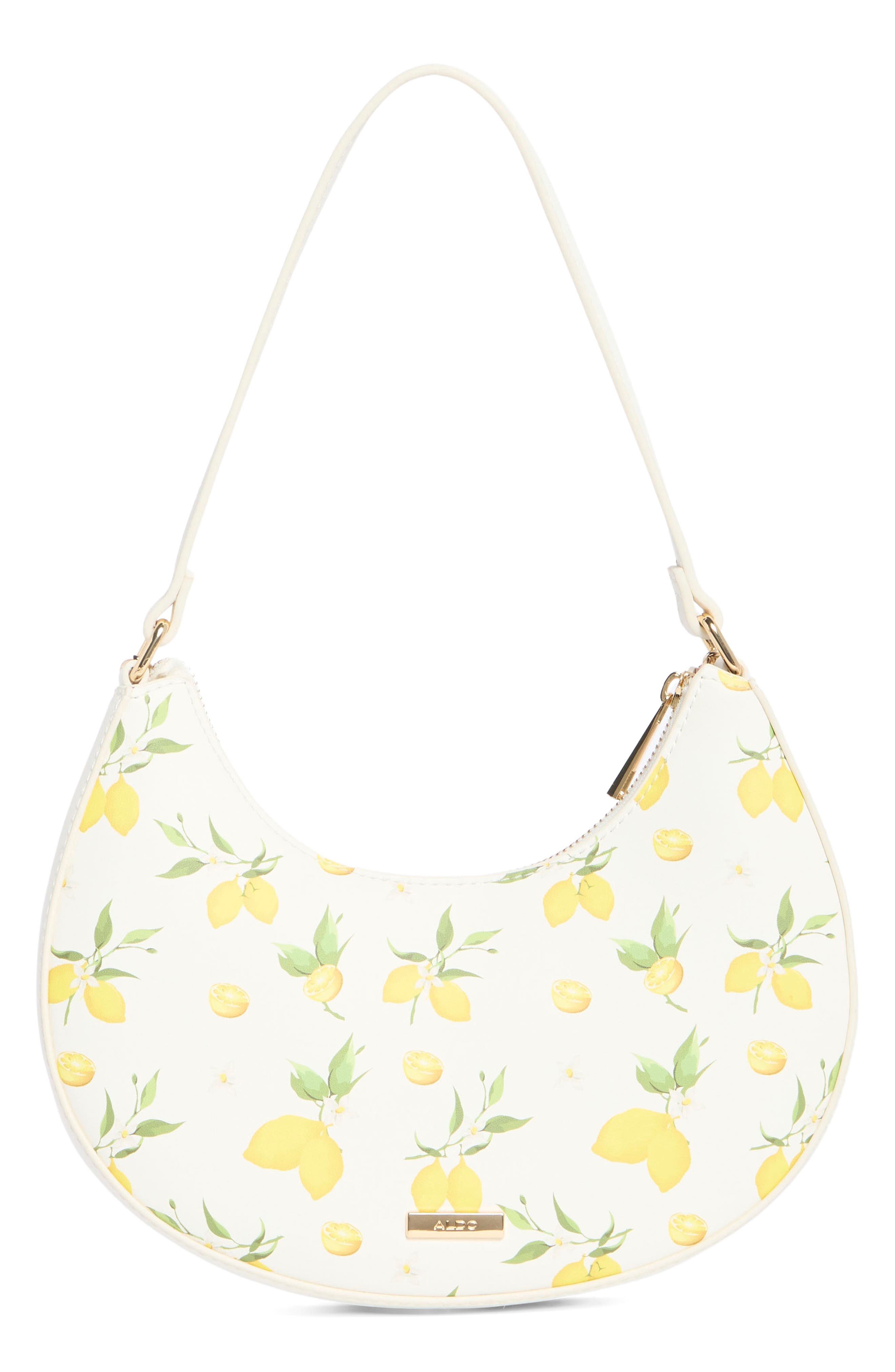 ALDO Decoy Faux Leather Shoulder Bag, Alternate, color, White/ Bright Yellow
