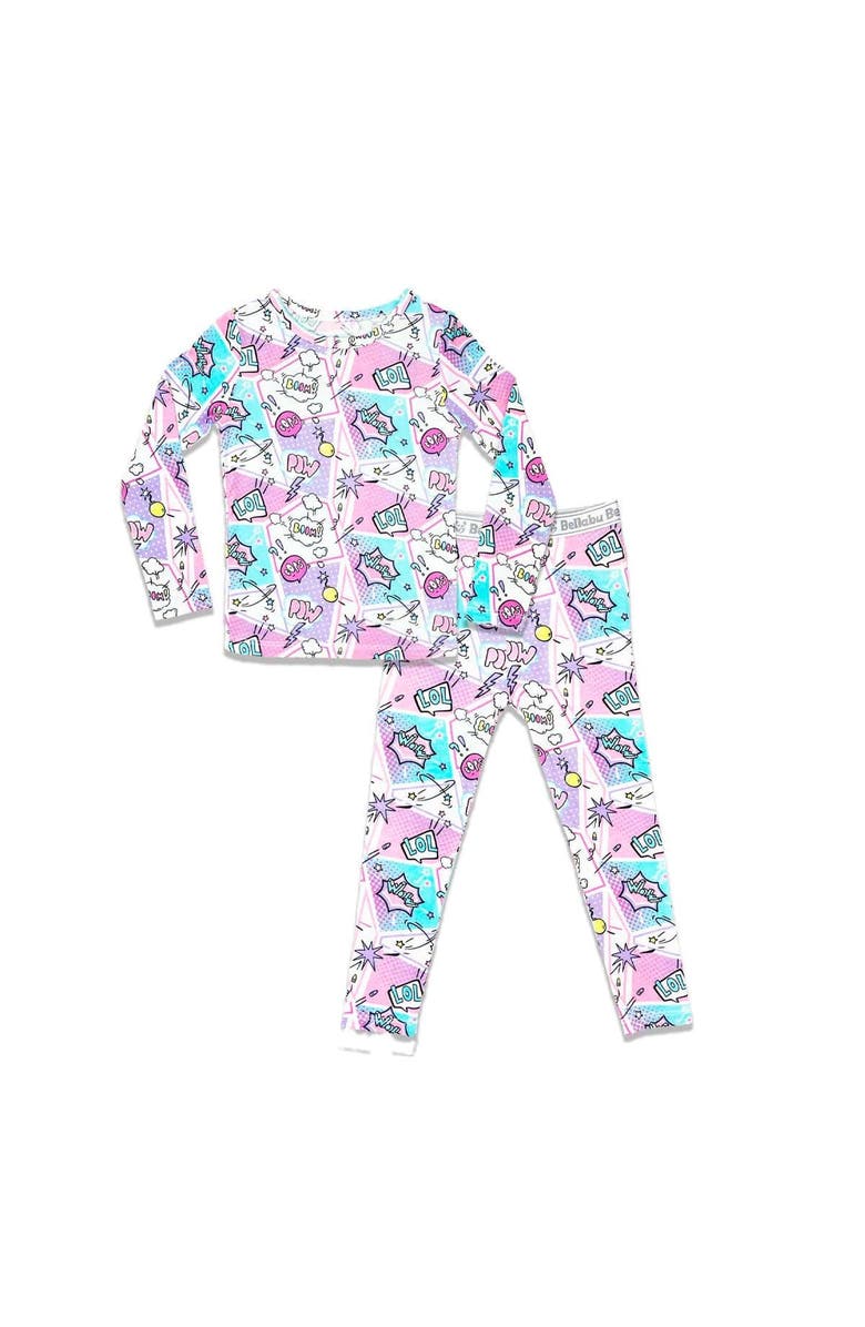 Bellabu Bear Kids' Comic Purple Set of 2 Piece Pajamas, Main, color, Comic Purple