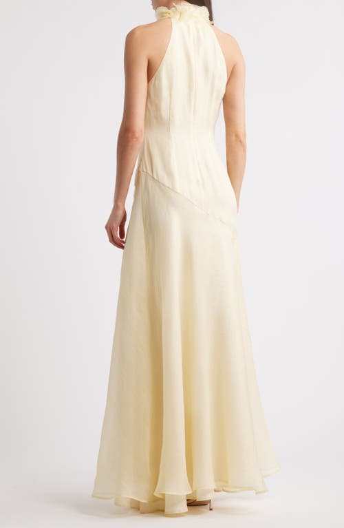 Sonya Moda Noelle Floral Collar Sleeveless Gown In Yellow