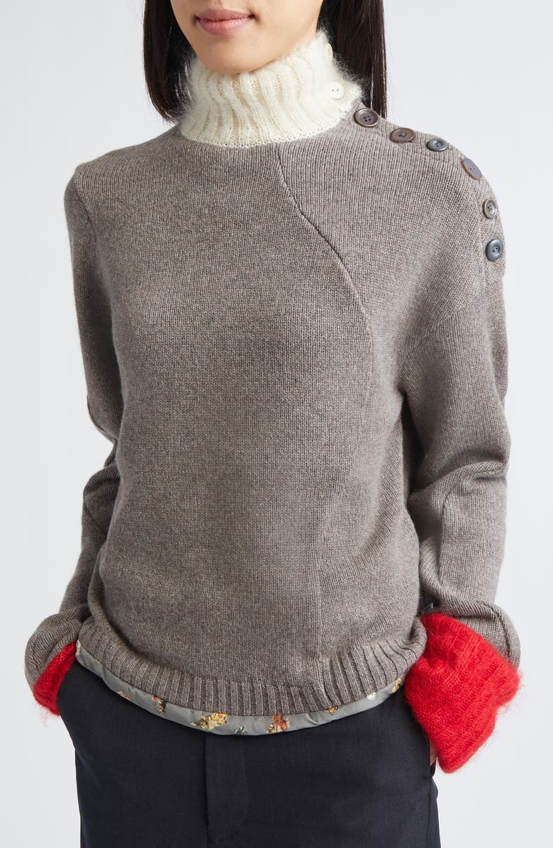 Undercover Cashmere, Mohair & Silk Blend Turtleneck Sweater, Alternate, color, Top Gray