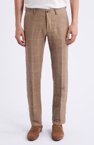 Berle Windowpane Check Linen Pants