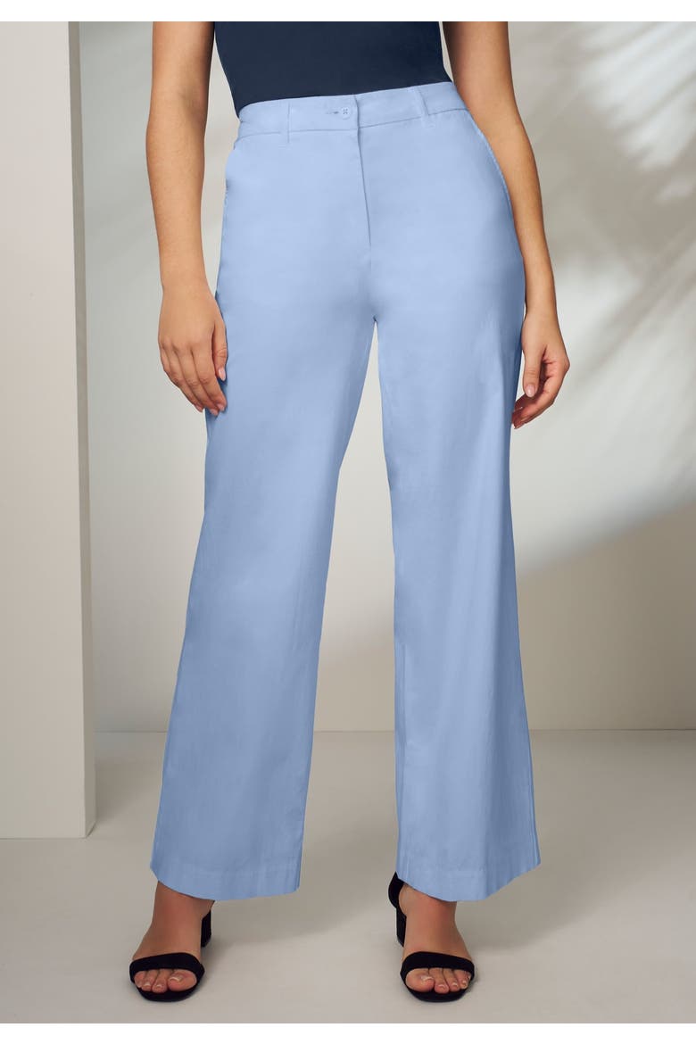 Stretch Cotton Chino Wide-Leg Trouser, Alternate, color, AZURE MIST