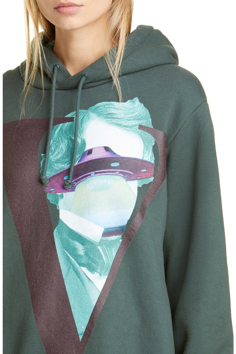 x Valentino V-Face UFO Print Hoodie, Alternate, color, KHAKI GREEN
