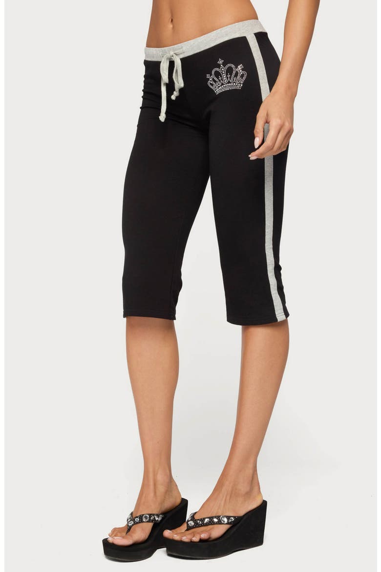 Crown Low Waist Capri Pants, Alternate, color, BLACK-AND-GRAY