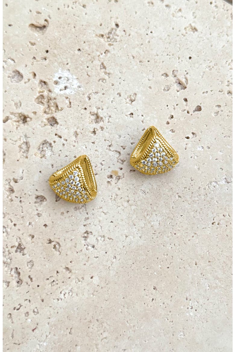 Cubic Zirconia Purse Hoop Earrings, Alternate, color, GOLD