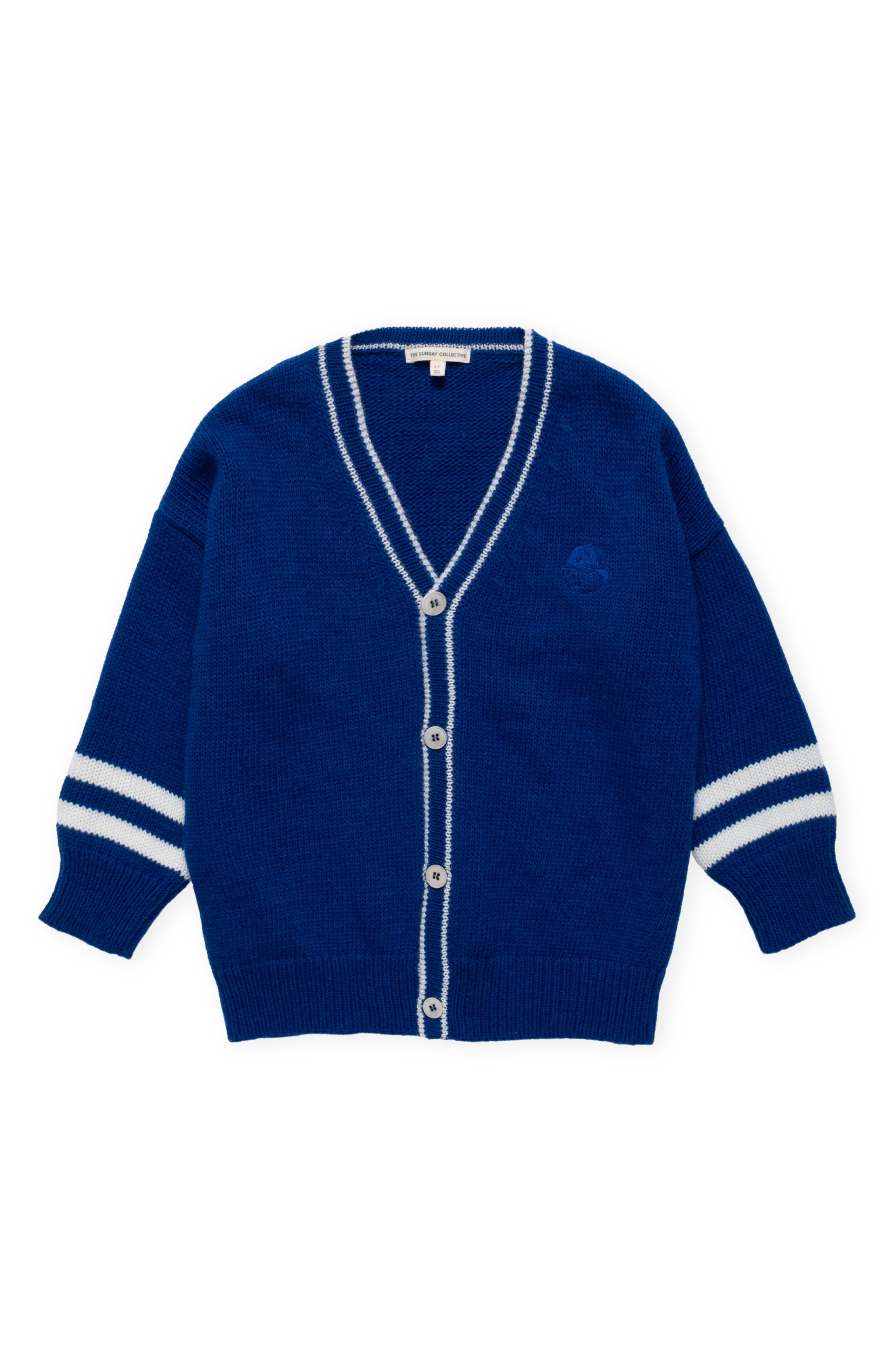 The Sunday Collective Kids' Classroom Wool Blend Cardigan in Bright Blue 