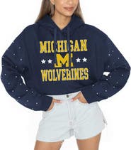 GAMEDAY COUTURE Women's Gameday Couture Navy Michigan Wolverines Can't Lose Rhinestone Cropped Pullover Hoodie
