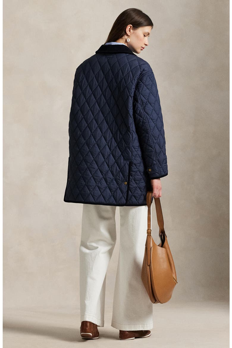 Water Repellent Quilted Barn Jacket, Alternate, color, RL NAVY