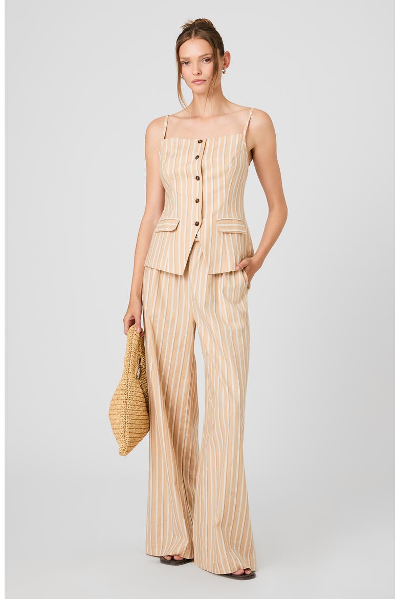 Tailored Sleeveless Linen Top, Alternate, color, SANDLOT STRIPE