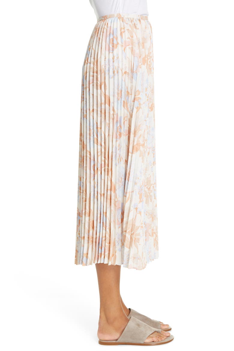 Marine Garden Pleated Midi Skirt, Alternate, color, TANGERINE