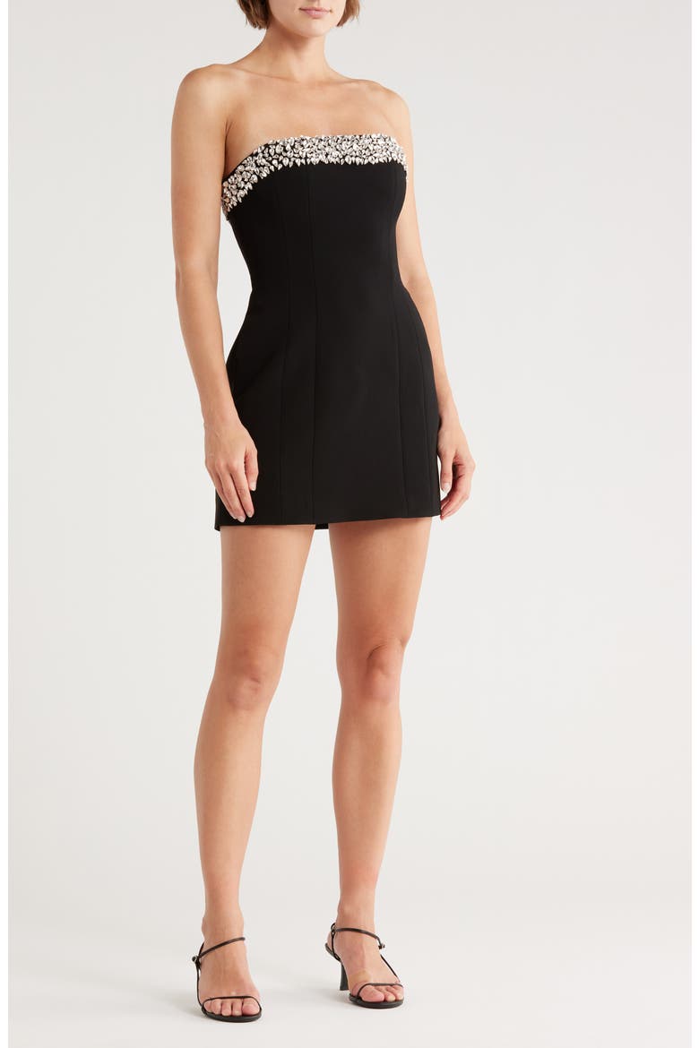 Elsie Crystal Embellished Strapless Minidress, Main, color, BLACK/ CRYSTAL
