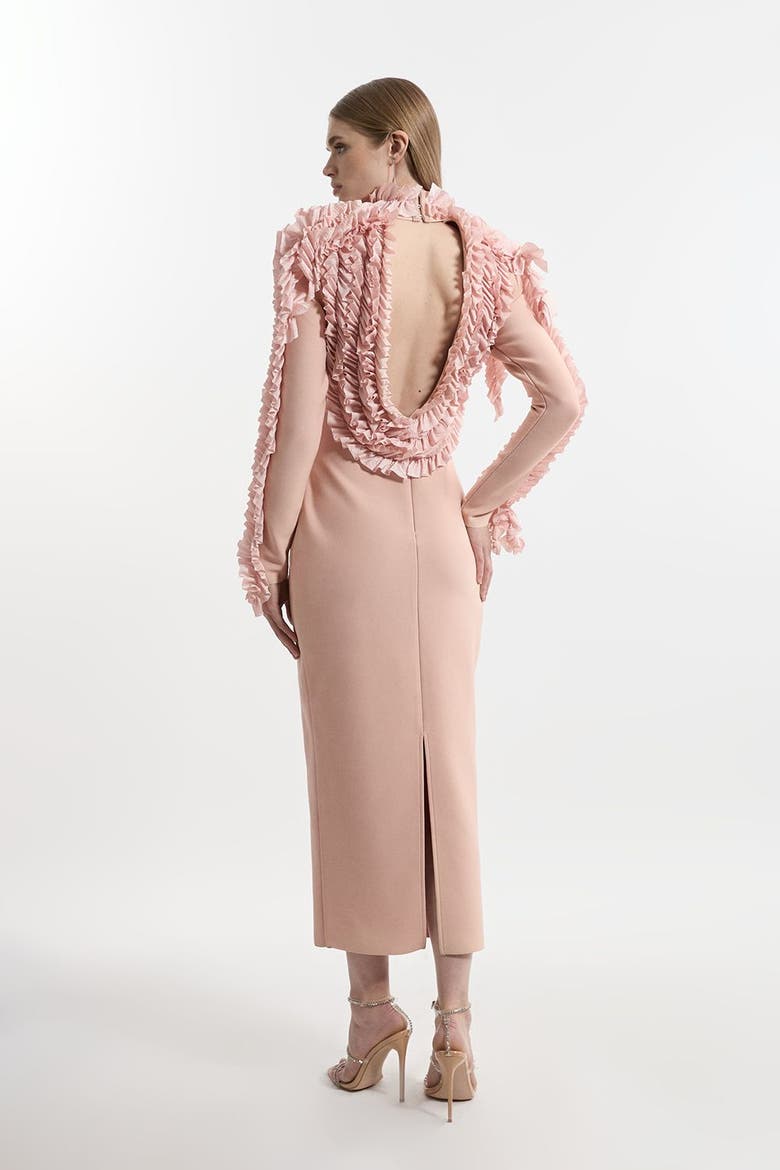 Bandage Rosette Midi Detail Dress, Alternate, color, Blush