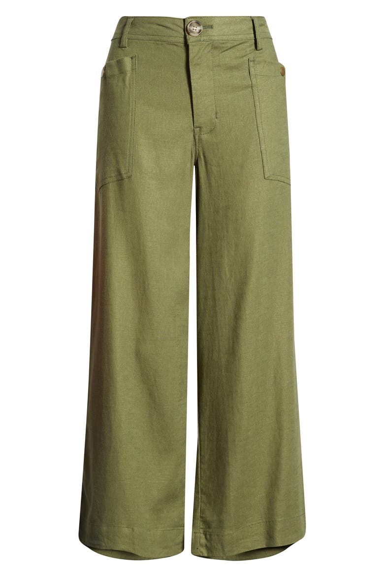 Patch Pocket Crop Wide Leg Pants, Alternate, color, OLIVE