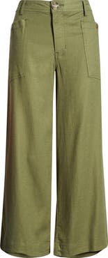 CITY BLUES Patch Pocket Crop Wide Leg Pants