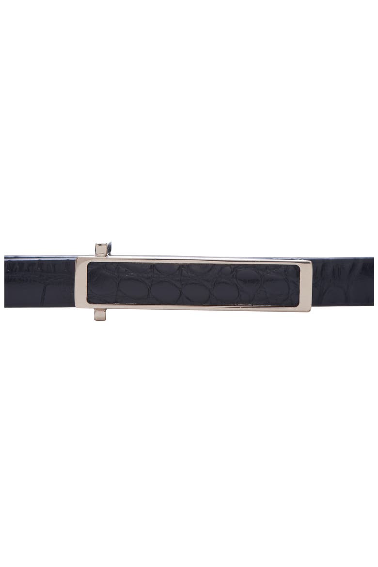 Croc Embossed Leather Belt, Alternate, color, BLACK