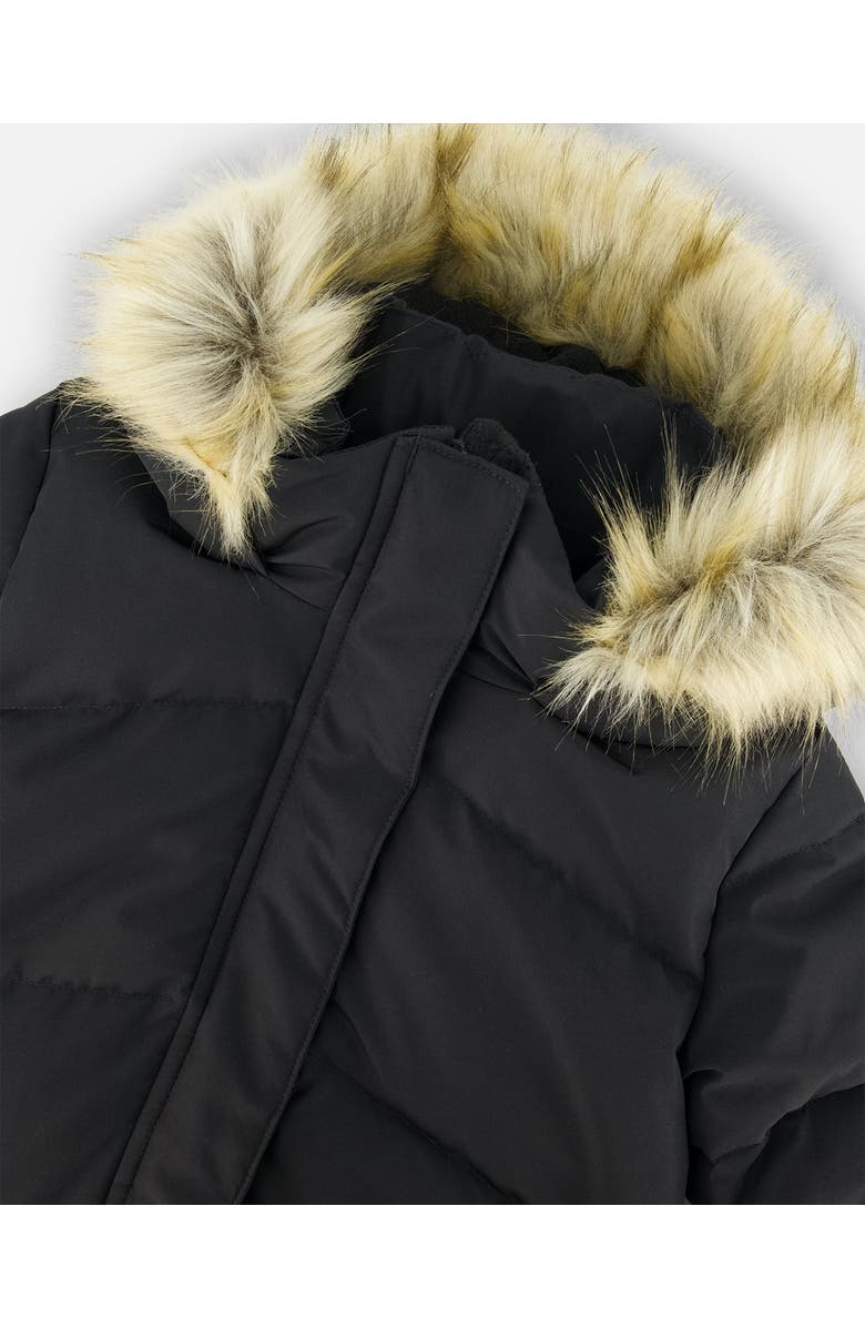 Deux par Deux Girl's Puffy Long Coat Black, Alternate, color, 