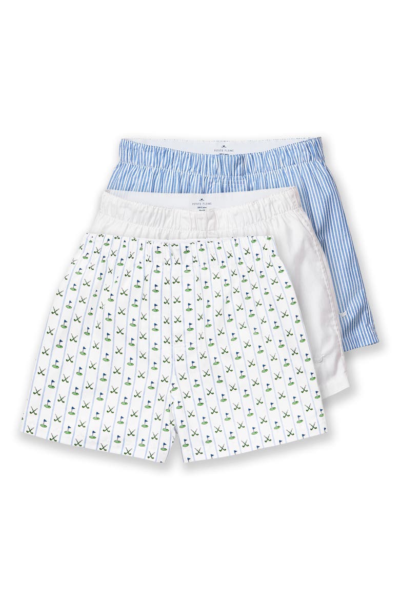 Assorted 3-Pack Cotton Twill Boxers, Main, color, BLUE