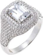 BY ADINA EDEN CZ Emerald-Cut Pavé Dome Pinky Ring