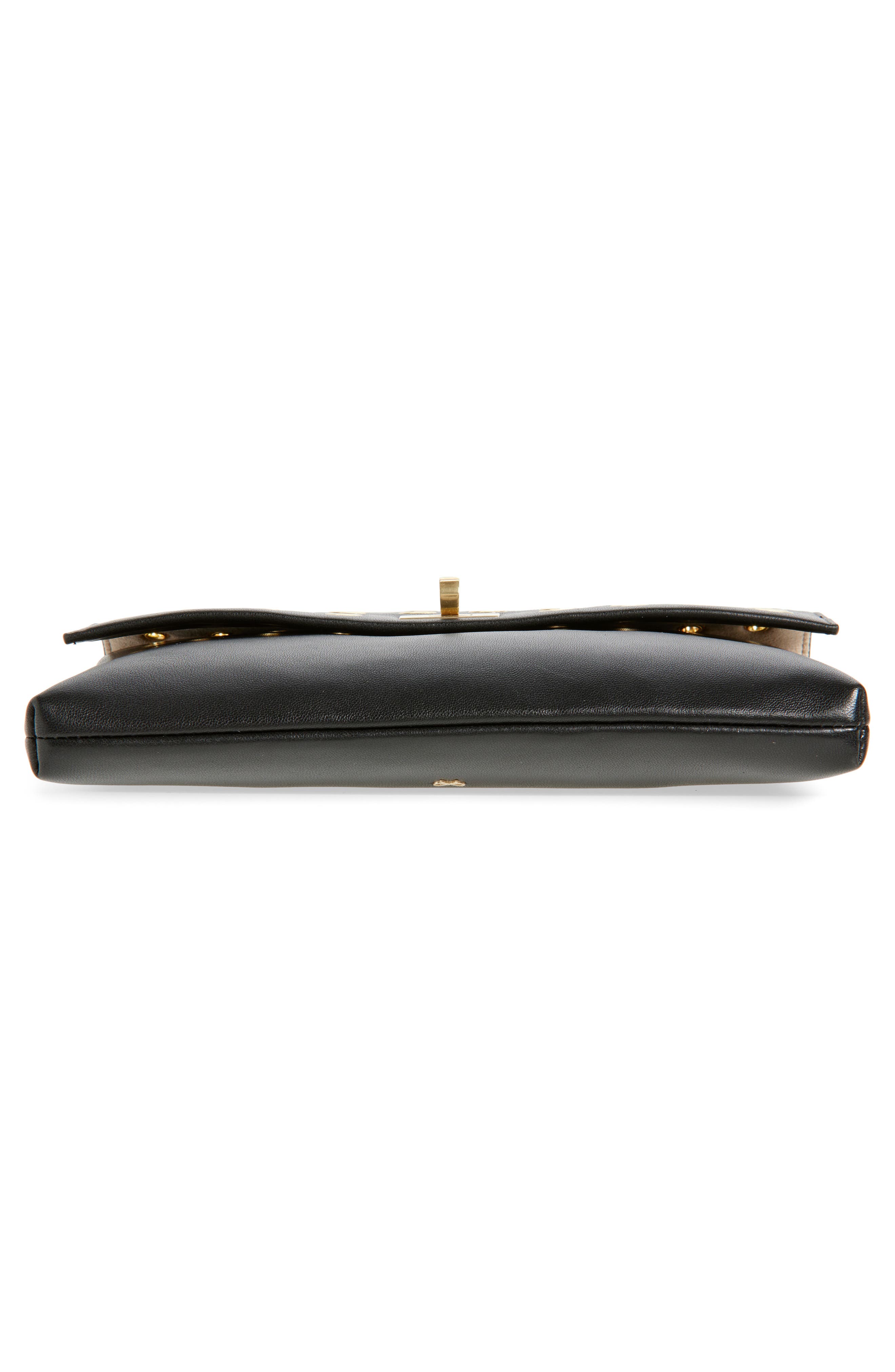 Anya Hindmarch Valorie Eyelet Leather Clutch, Alternate, color, Black