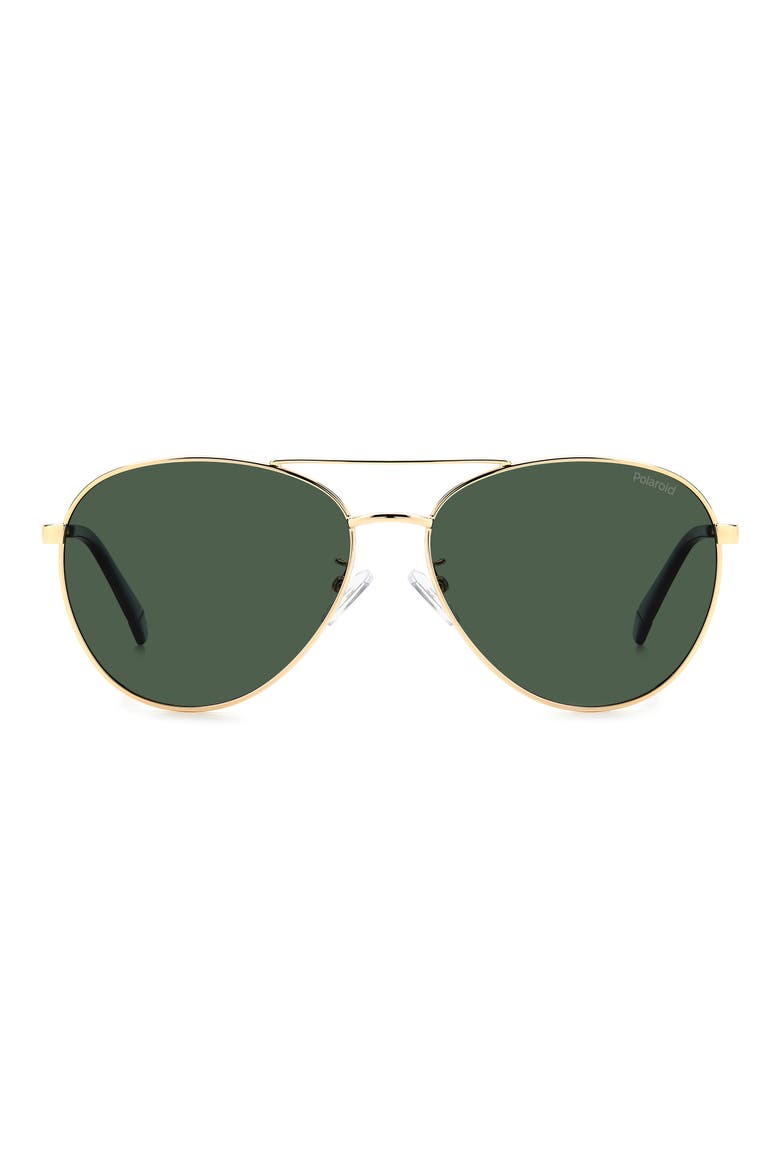 60mm Polarized Aviator Sunglasses, Alternate, color, GOLD GREEN/ GREEN POLARIZED