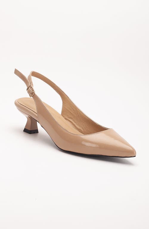 Forever & Always Shoes Lety Slingback Kitten Heel Leather Pumps