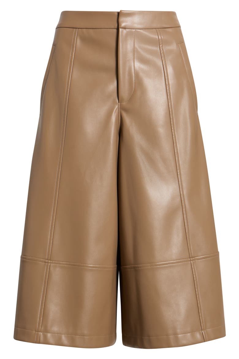 Faux Leather Seamed Culottes, Alternate, color, TIGERS EYE