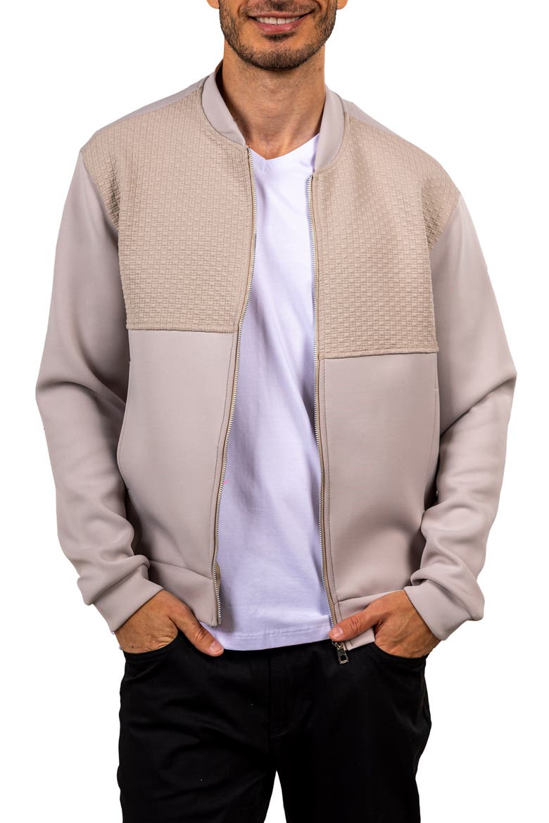 Ascension 047 Mixed Media Bomber Jacket, Alternate, color, BEIGE