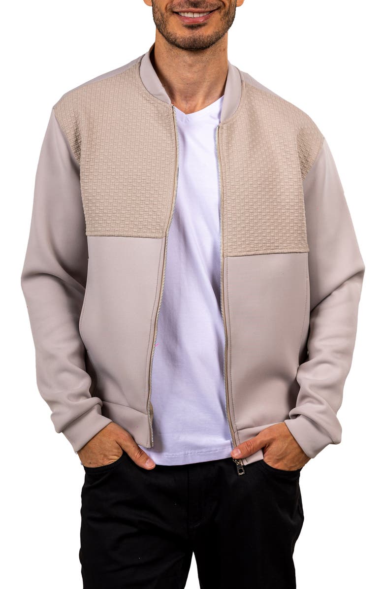 Maceoo Ascension 047 Mixed Media Bomber Jacket, Alternate, color, Beige