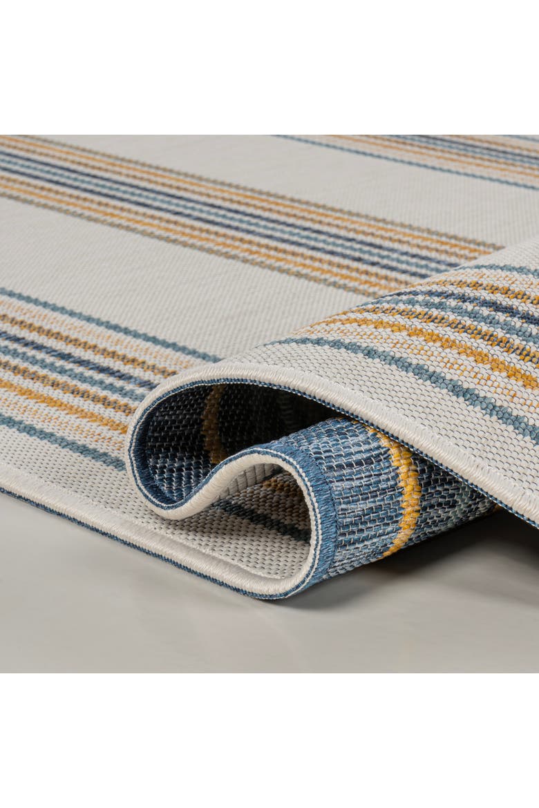 Argo Classic Nautical Mitre Stripe Reversible Machine-Washable Indoor/Outdoor Area Rug, Alternate, color, Navy/Cream