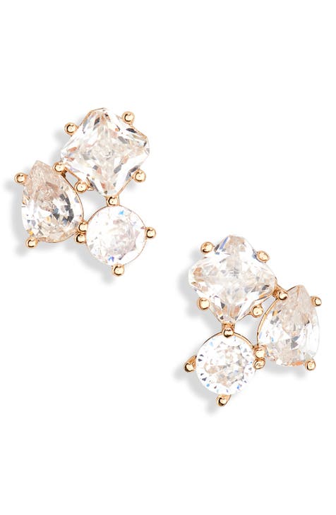 CZ Cluster Stud Earrings