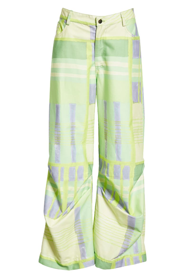 CR8 High Waist Wide Leg Jeans, Alternate, color, LIME PLAID