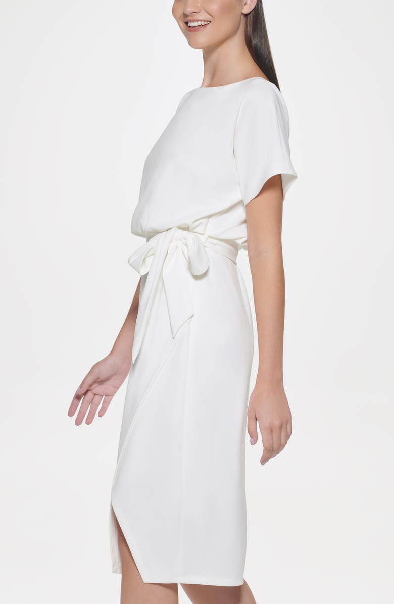 Kensie Tie Front Blouson Dress, Alternate, color, Ivory