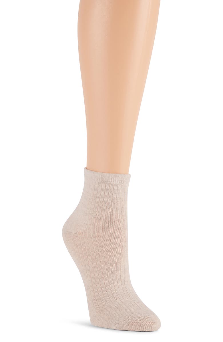 Laundry by Shelli Segal 6-Pack Embroidered Rib Anklet Socks, Alternate, color, White/ Oatmeal Heather