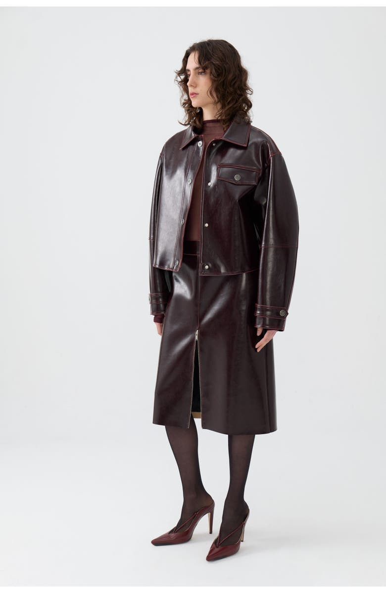 Nocturne Faux Leather Cropped Jacket, Alternate, color, 