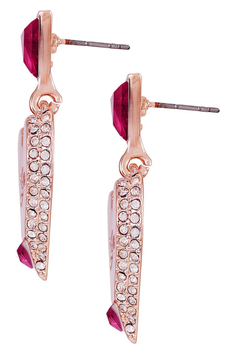 Crystal Heart Drop Earrings, Alternate, color, ROSE GOLD