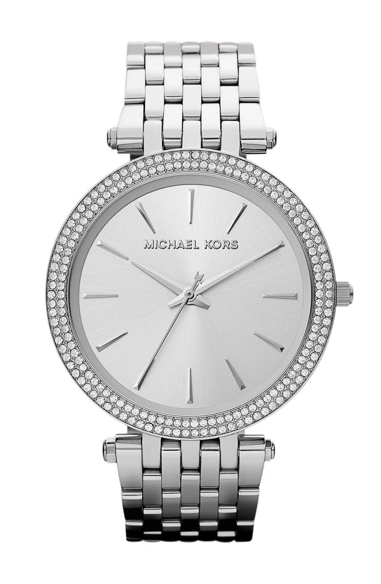 Michael Kors 'Darci' Round Bracelet Watch, 39mm, Main, color, Silver