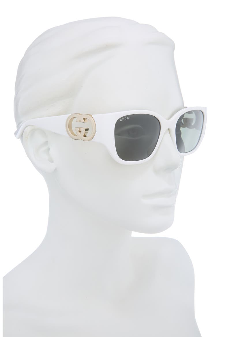55mm Cat Eye Sunglasses, Alternate, color, WHITE WHITE GREY