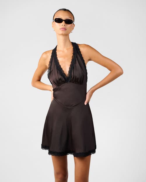 Weworewhat Halter Lace Mini Dress In Gray