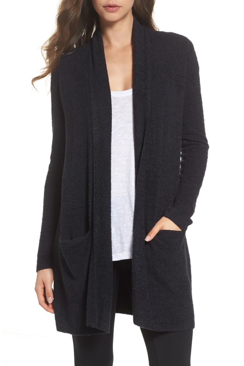 Barefoot Dreams Essential Cardigan, Main, color, BLACK