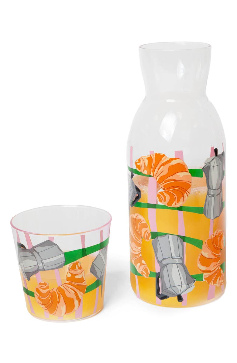 doiy Good Morning Painted Glass Jar & Cup Set, Alternate, color, Brown Multi