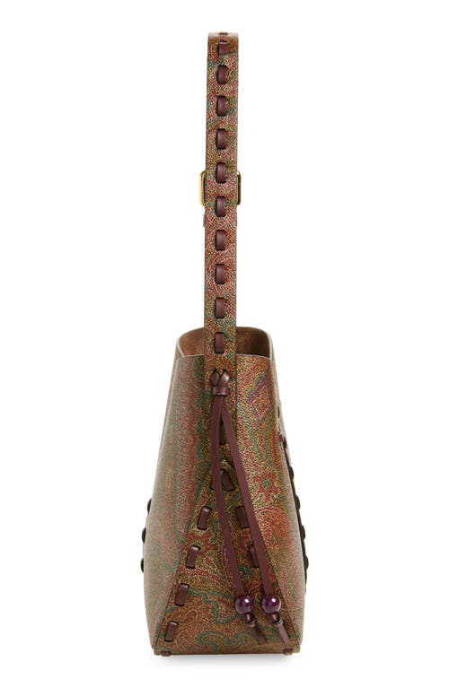 Etro Vulcano Medium Canvas Shoulder Bag In Vino