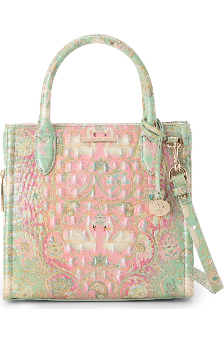 Brahmin Small Caroline Croc Embossed Leather Satchel, Main, color, Odette Ombre Melbourne