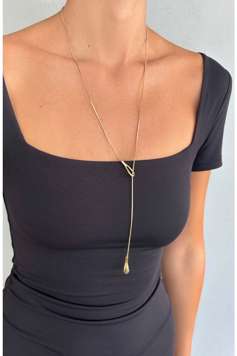 Pear Drop Lariat Necklace, Alternate, color, GOLD